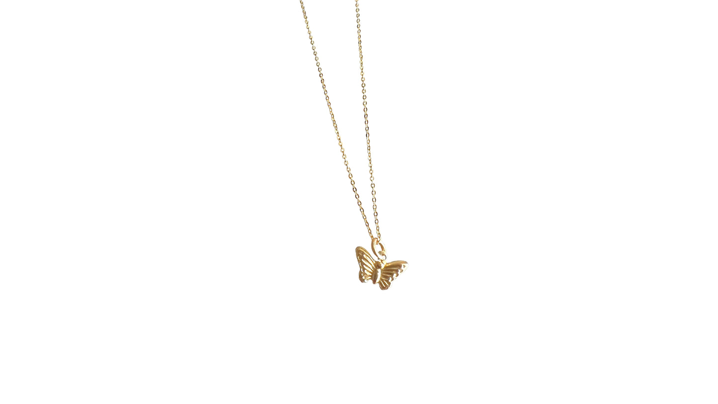 Single gold butterfly necklace